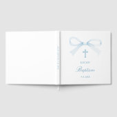 Livre D'or Elegant Watercolor Blue Bow Baptism (Complet)