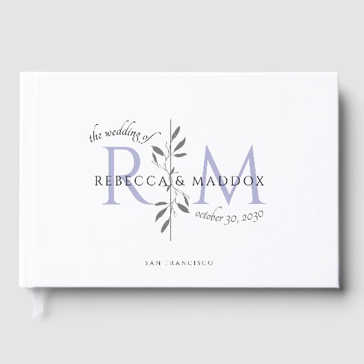 Livre D'or Elegant Wedding Lavender Botanical Monogram (Recto)