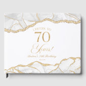 Livre D'or Elegant White Gold Agate 70th Birthday Party (Recto)