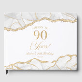 Livre D'or Elegant White Gold Agate 90th Birthday Party (Recto)