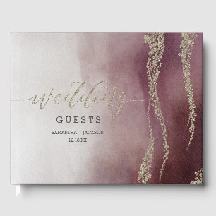 Livre D'or Elégante aquarelle en Mariage de canneberge Monogr