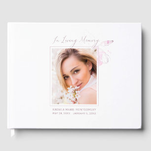 Livre D'or Elégante aquarelle Memorial Floral Photo Funeral