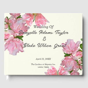 Livre D'or Elégante Azalée rose et Mariage floral ivoire