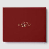 Livre D'or Élégante Bourgogne Gold Flowers Monogram Mariage (Verso)