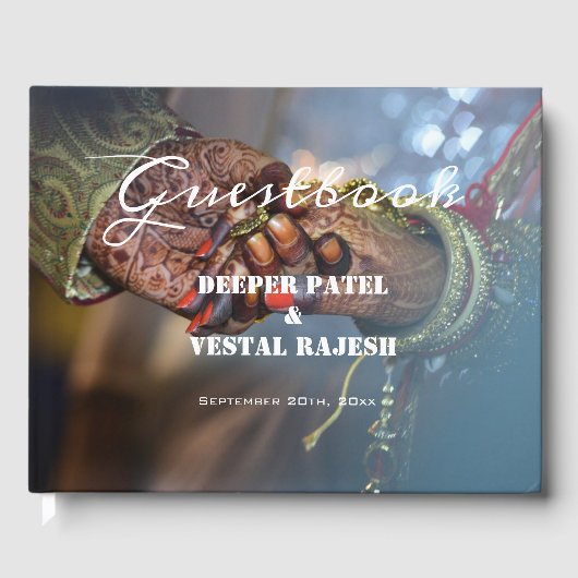 Livre D'or Élégante calligraphie Henné Photo Mariage indien (Recto)