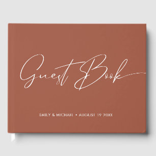 Livre D'or Élégante calligraphie moderne Mariage en terre cui