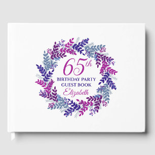Livre D'or Élégante couronne rose et pourpre 65e fête d'anniv