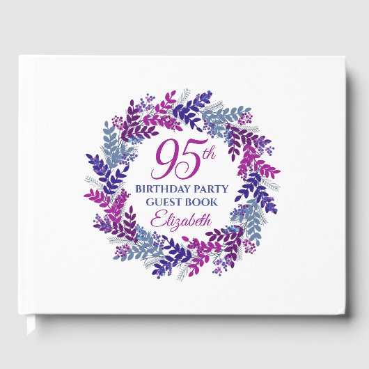 Livre D'or Élégante couronne rose et violet 95e fête d'annive (Recto)