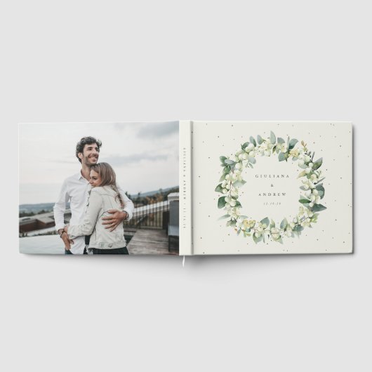 Livre D'or Elégante crème Snowberry+Eucalyptus Wreath Mariage (Complet)
