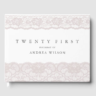Livre D'or Élégante Dentelle rose 21e fête d'anniversaire