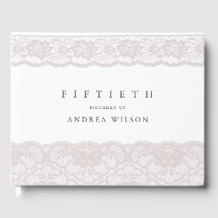 Livre D'or Élégante Dentelle rose 50e fête d'anniversaire