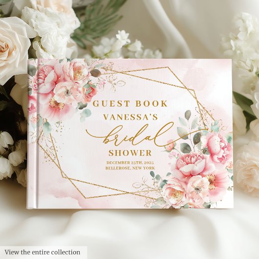 Livre D'or Elégante Fête des mariées florale à cadre rose ros