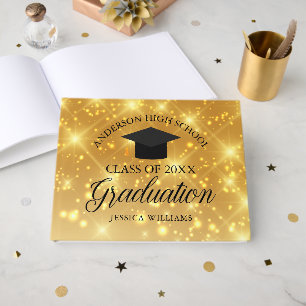 Livre D'or Élégante Finition Dorée Pailletée Remise de Diplôm