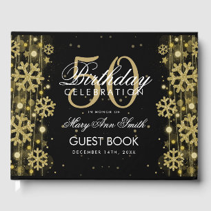 Livre D'or Elégante Gold Black 50e anniversaire Parties scint