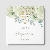 Livre D'or Élégante Hydrangée Blanche Baptême (Recto)