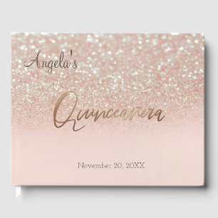 Livre D'or Élégante Quinceañera avec ombre bokeh scintillant