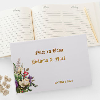 Livre D'or Elegante ,sencillo dorado de Boda Libro de visitas