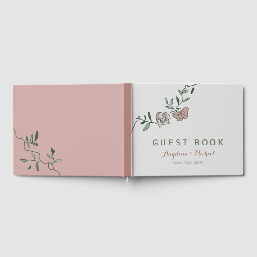 Livre D'or Élégante verdure Floral Dusty Rose Mariage (Complet)