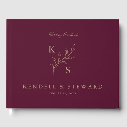 Livre D'or Élégante verdure Floral Mariage Logo Monogramme (Recto)