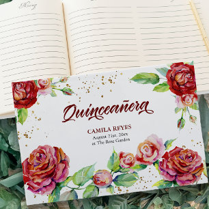 Livre D'or Élégantes Roses Vintage Rouge Rose Floral Quincean