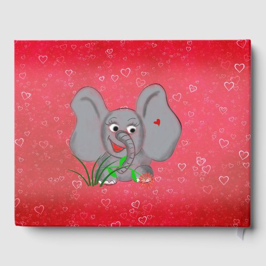 Livre D'or Eléphant Bébé Avec Herbe Et Fleur (Verso)