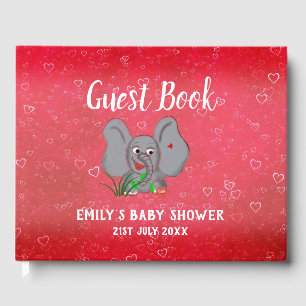 Livre D'or Eléphant Bébé Avec Herbe Et Fleur