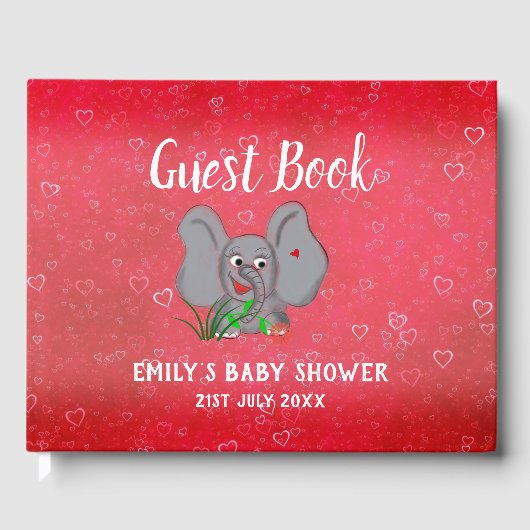 Livre D'or Eléphant Bébé Avec Herbe Et Fleur (Recto)