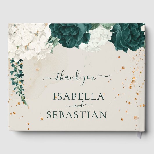 Livre D'or Emerald Foliage Blush Rose Wedding (Verso)