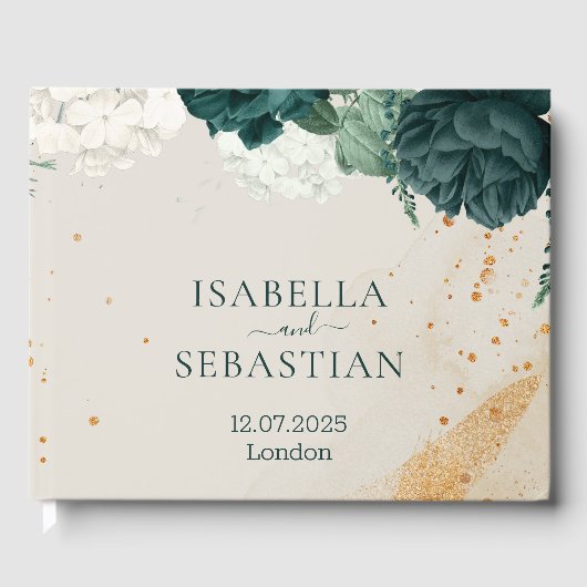 Livre D'or Emerald Foliage Blush Rose Wedding (Recto)