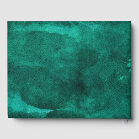 Livre D'or Emerald Green Aquarelle & Mariage Or Monogramme (Verso)