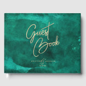 Livre D'or Emerald Green Aquarelle & Mariage Or Monogramme (Recto)