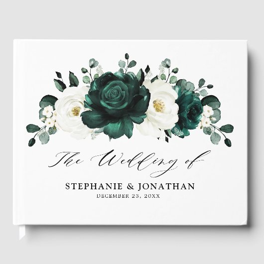 Livre D'or Emerald Green Eucalyptus Blanc Floral Mariage (Recto)