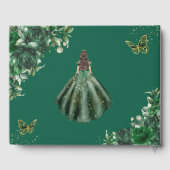 Livre D'or Emerald Green Floral Princess Gold Quinceanera (Verso)