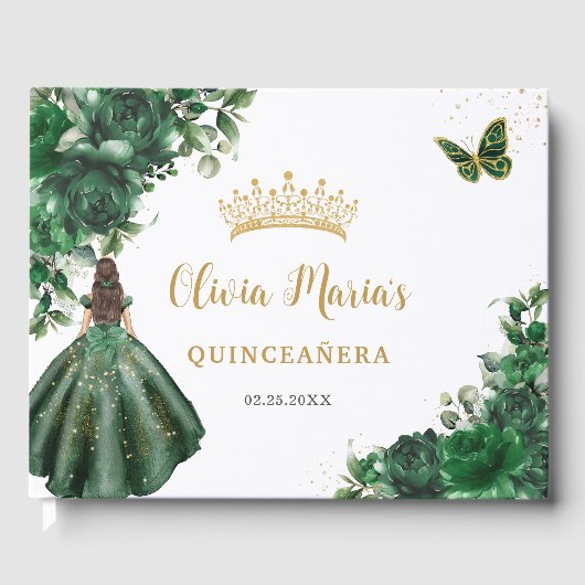 Livre D'or Emerald Green Floral Princess Gold Quinceanera (Recto)