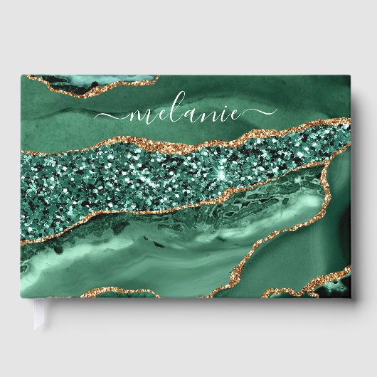 Livre D'or Emerald Green Parties scintillant Gold Nom personn (Recto)