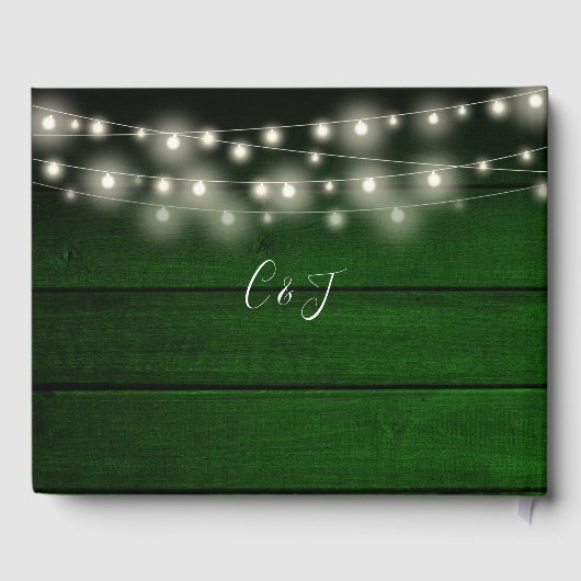 Livre D'or Emerald Green Rustic Bois Chaîne Mariage (Verso)