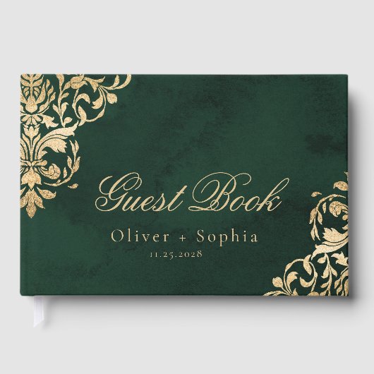 Livre D'or Emerald Ornate Victorian Green and Gold Wedding (Recto)