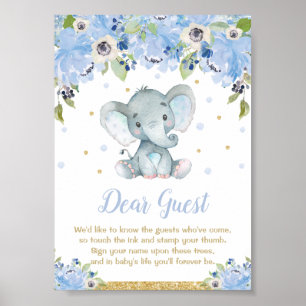 Livre d'or empreinte pouce Baby Shower Éléphant Ga