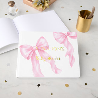 Livre d'or en feuille à motif ruban rose pour Baby