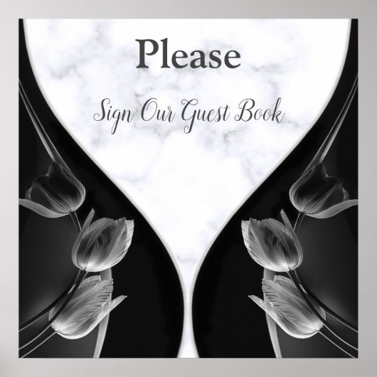 Livre d'or en marbre blanc - Tulipes abstraites no (Devant)