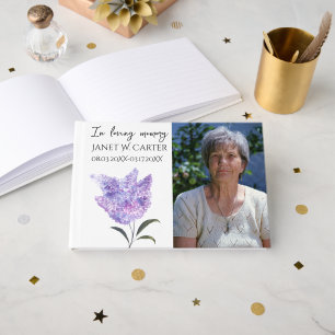 Livre D'or En mémoire affectueux Fleurs de lilas violet pour