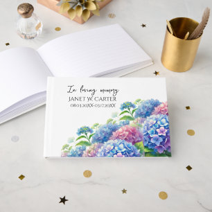 Livre D'or En Mémoire Aimante Hydrangea Fleurs Funérailles