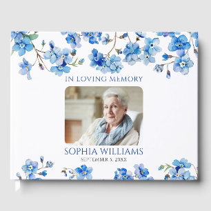 Livre D'or En Mémoire Amoureuse Fleurs sauvages Bleus minuscu