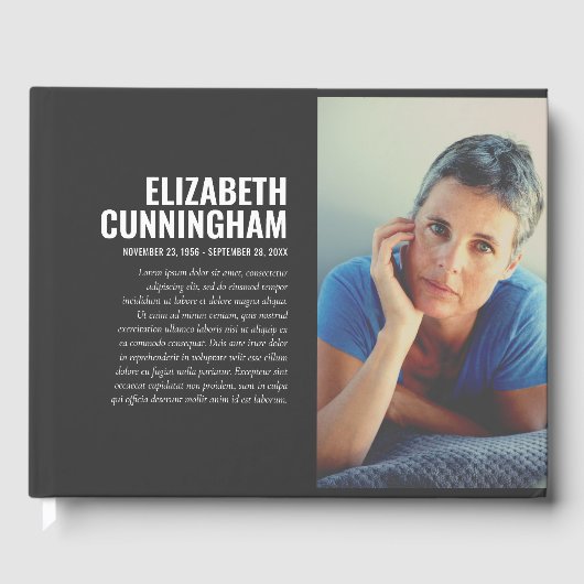 Livre D'or En Mémoire Amoureuse Mémorial Photo Simple Moderne (Recto)