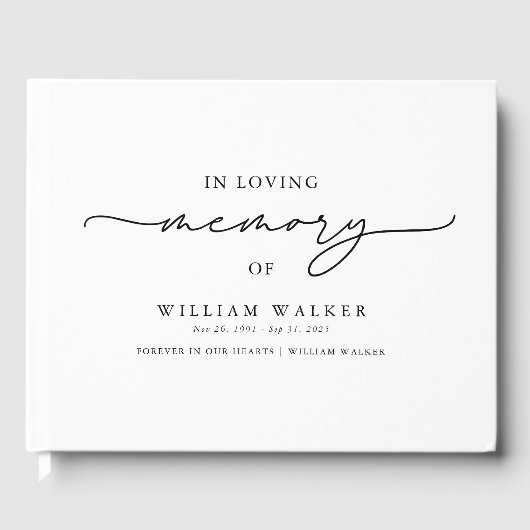 Livre D'or En mémoire d'amour Noir & Blanc funérailles commém (Recto)