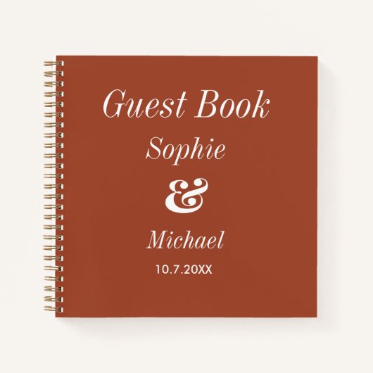 Livre d'or en terre cuite marron pour mariage (Devant)