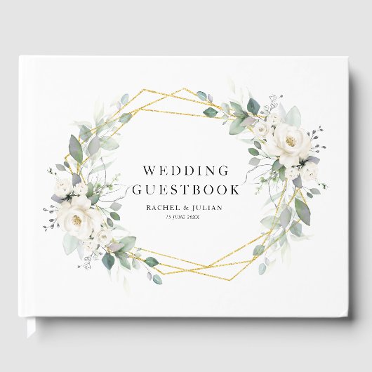 livre d'or et blanc fleuri mariage géométrique (Recto)