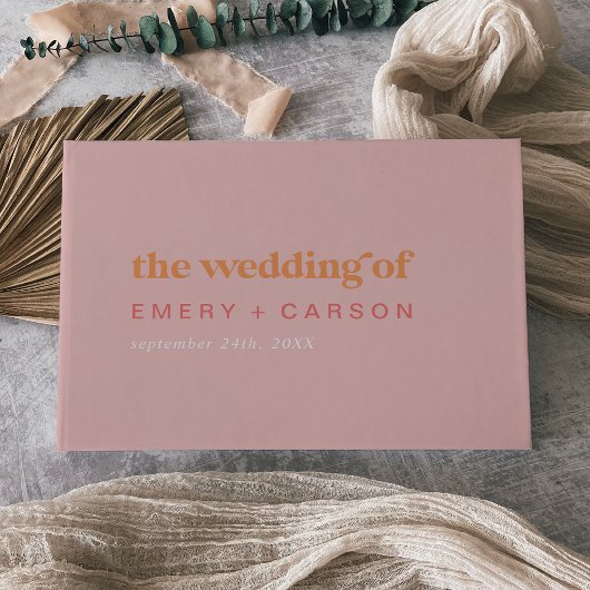 Livre D'or Été rétro | Mariage rose et orange