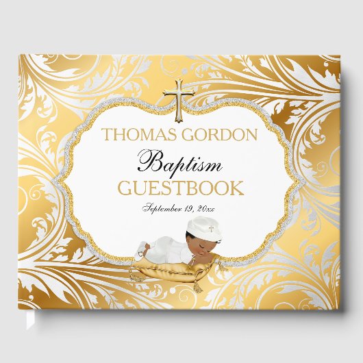 Livre D'or Ethnic Baby Boy Baptism Gold Cross (Recto)