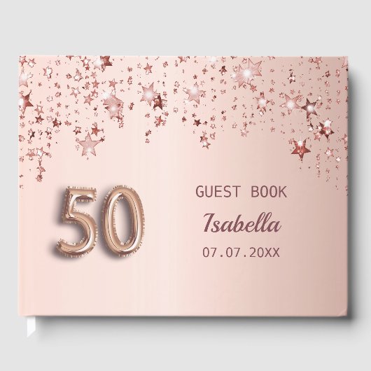 Livre D'or étoile or rose nom 50e anniversaire (Recto)